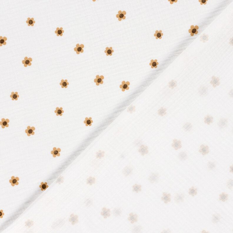 Musselina/ Tecido plissado duplo Girassóis – marfim/ouro velho,  image number 4