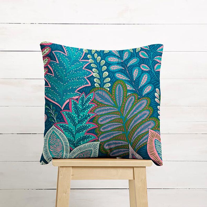 Tecido para decoração Meio linho Panamá Botânica – azul-marinho,  image number 3