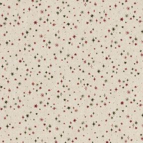 Tecido para decoração Meio linho Panamá Estrelas festivas – natural/carmin, 