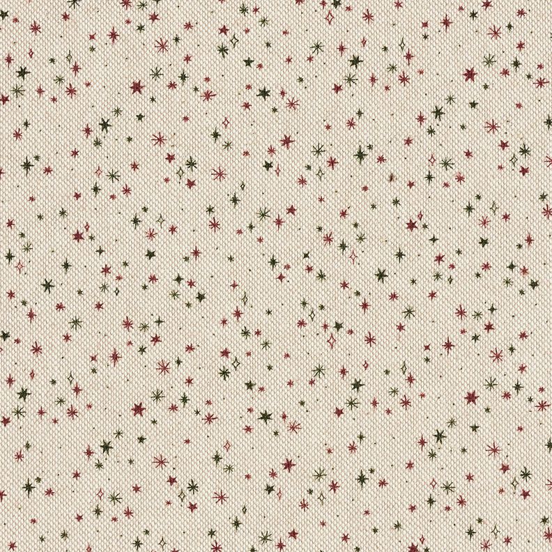 Tecido para decoração Meio linho Panamá Estrelas festivas – natural/carmin,  image number 1