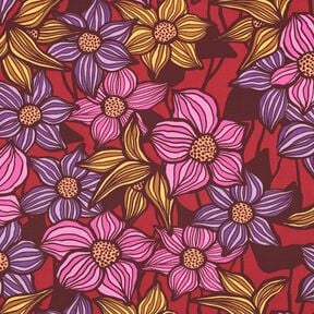 LENZING&trade; EcoVero&trade; Tecido de viscose Flores | Poppy Fabrics &ndash; merlot/damasco, 