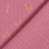 Musselina/ Tecido plissado duplo Estampado prateado Folhas – framboesa/dourado,  thumbnail number 5