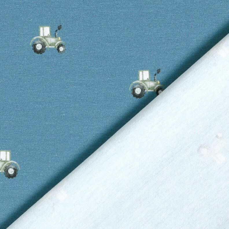GOTS Jersey de algodão Trator Impressão Digital – azul ganga,  image number 4