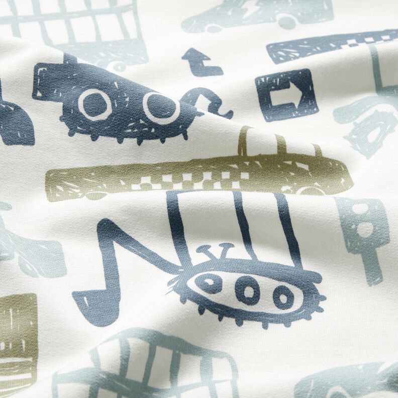 French Terry Sweat de ver&atilde;o Carros rabiscados &ndash; branco/azul,  image number 2