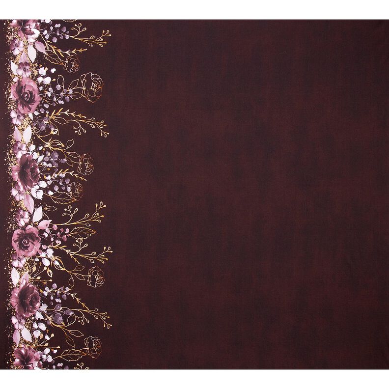 Jersey de algod&atilde;o Tecido com orla Flores com brilho dourado | Glitzerp&uuml;ppi &ndash; bord&ocirc;/vermelho violeta,  image number 5