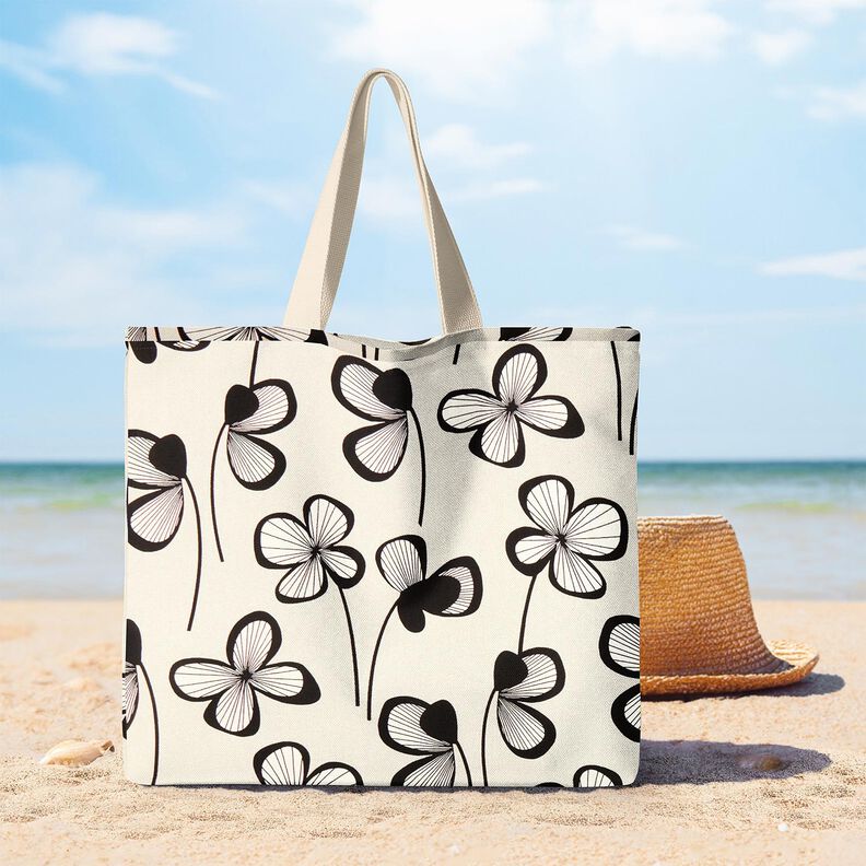 Tecido para decora&ccedil;&atilde;o Meio linho Panam&aacute; Trevo abstrato &ndash; natural/preto,  image number 7