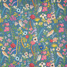 Tecido para exteriores Lona lona Pássaros e flores – azul aço,  thumbnail number 1