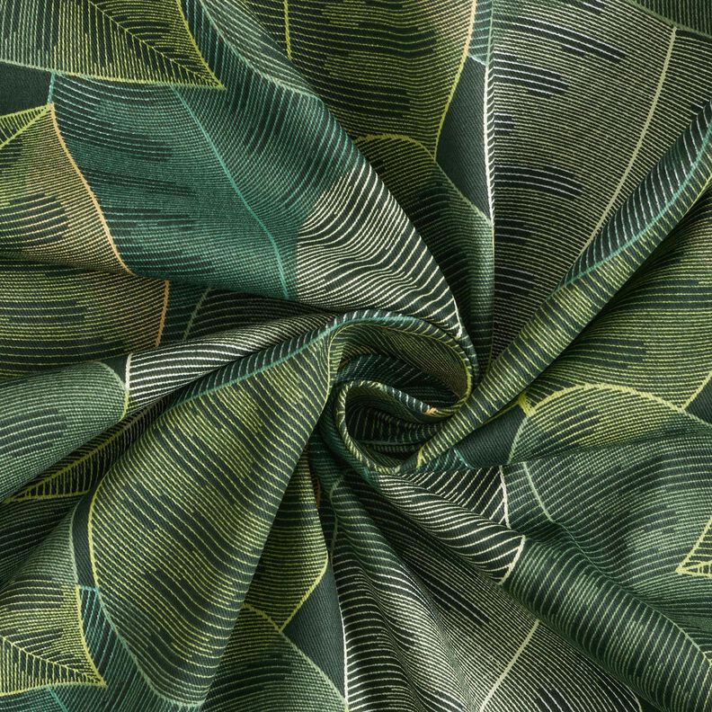 Tecido para decoração Sarja de algodão Folhas minimalistas – verde escuro,  image number 3