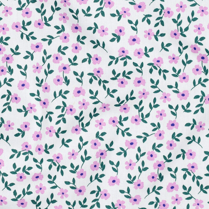 GOTS Popelina de algodão Flores espalhadas | Poppy Fabrics – branco/rosa,  image number 2