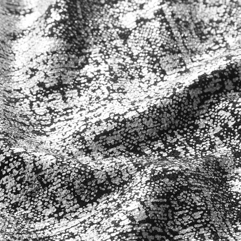 Tecido de malha com estampa metálica abstrata – prata metálica/preto,  image number 3