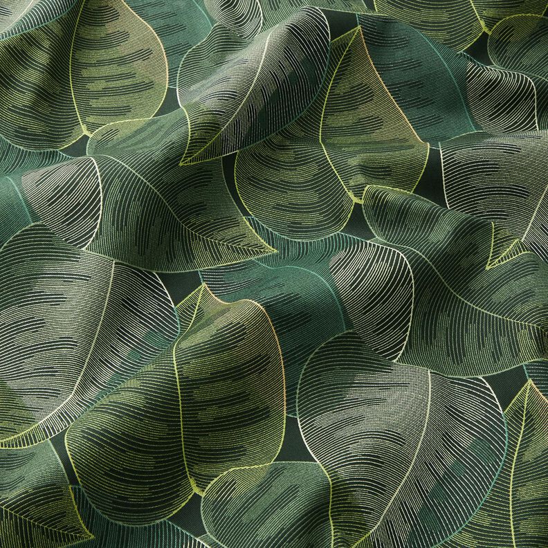 Tecido para decoração Sarja de algodão Folhas minimalistas – verde escuro,  image number 2
