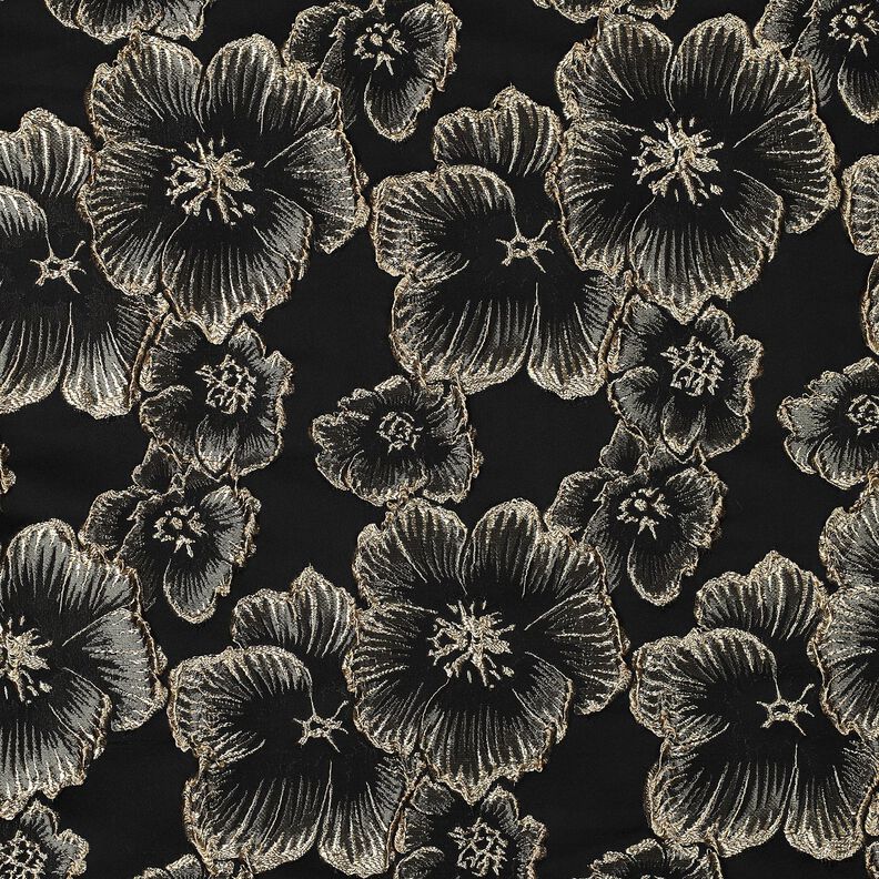 Jacquard Flores com efeito 3D – preto/amêndoa,  image number 1
