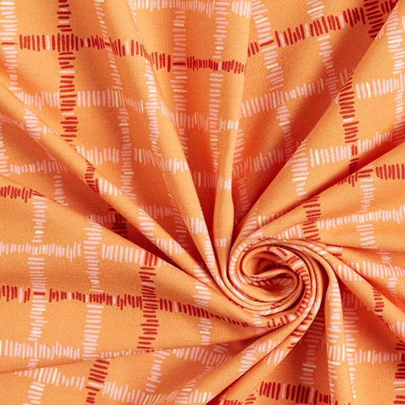 GOTS Jersey de algodão Checks | Tula – laranja/terracota,  image number 3