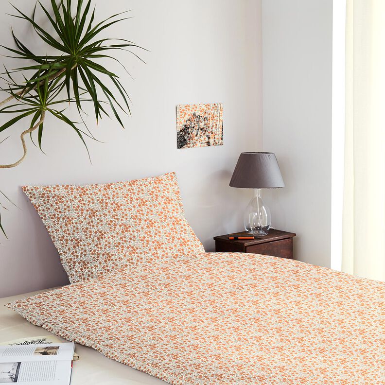 Tecido para decoração Cetim de algodão Mar floral – laranja-pêssego/branco,  image number 6