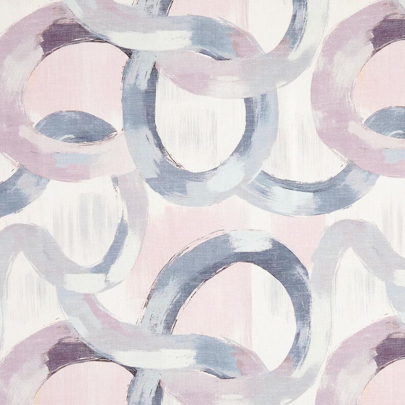 Tecido para decora&ccedil;&atilde;o Meio linho Panam&aacute; An&eacute;is abstratos &ndash; vermelho violeta p&aacute;lido/azul,  image number 1