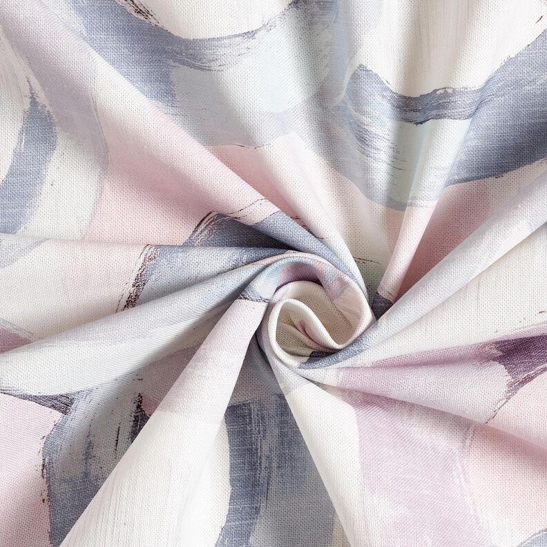 Tecido para decora&ccedil;&atilde;o Meio linho Panam&aacute; An&eacute;is abstratos &ndash; vermelho violeta p&aacute;lido/azul,  image number 3