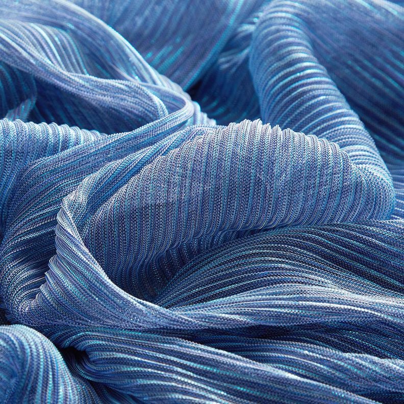 Plissado transparente Riscas brilho – azul,  image number 5