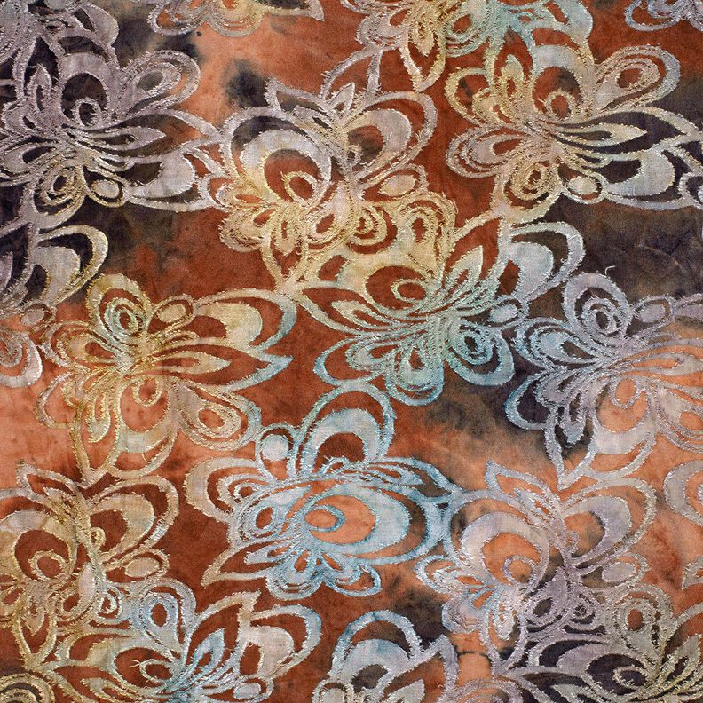 Jacquard Jersey Flores com batik – bordeaux/pedra cinzento,  image number 1