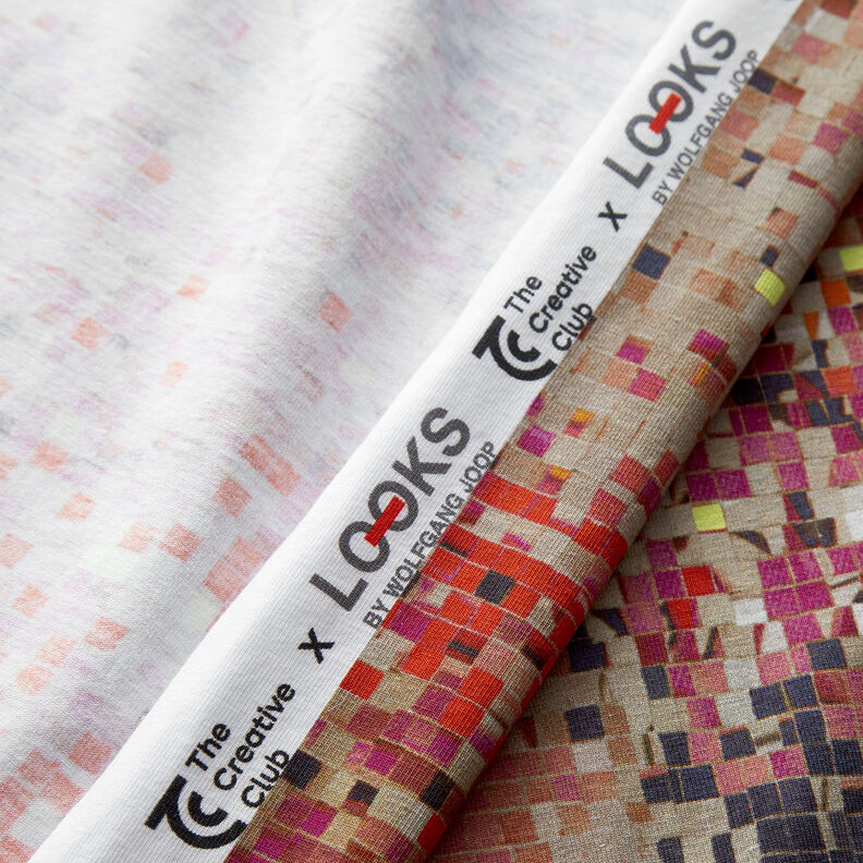 GOTS Jersey de algodão Mosaico disperso | TCC x LOOKS by Wolfgang Joop – vermelho/bege escuro,  image number 4