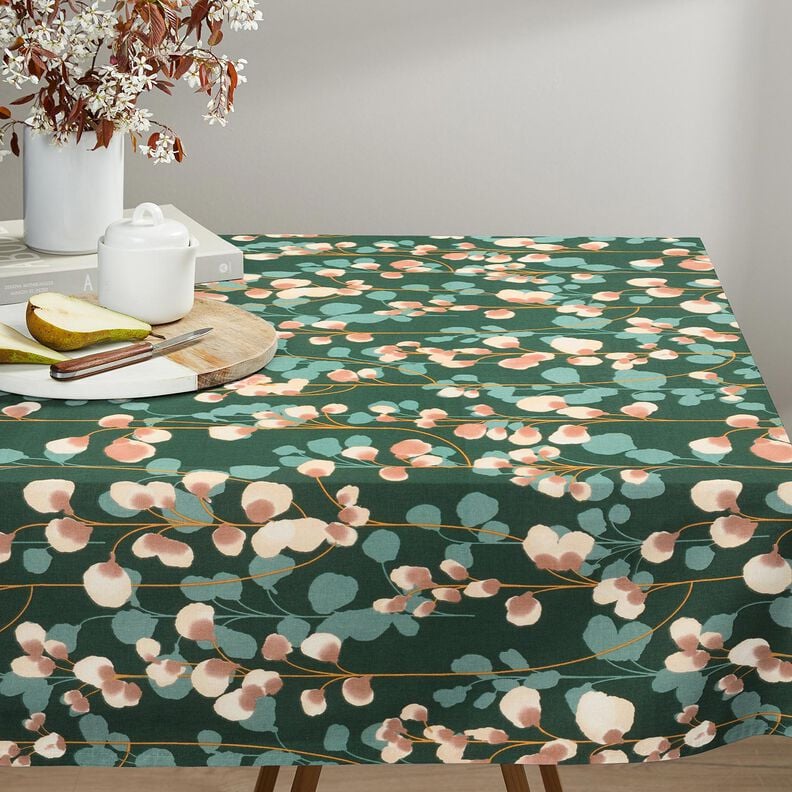 Cetim de algod&atilde;o Plantas trepadeiras &ndash; verde escuro/cor de areia,  image number 5