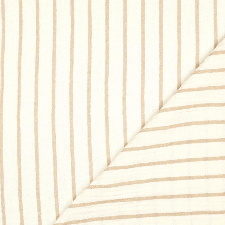 Musselina/ Tecido plissado duplo Riscas de fios tingidos  | Poppy Fabrics – amêndoa/branco sujo,  image number 4