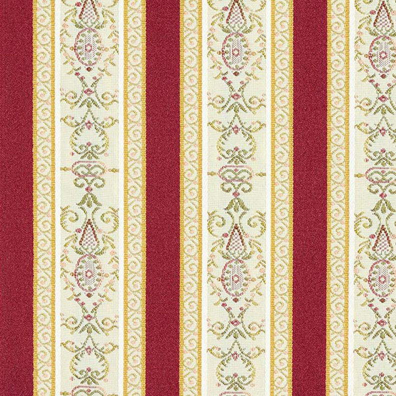 Tecido para mobiliário Jacquard Biedermeier Riscas – creme/vermelho,  image number 1