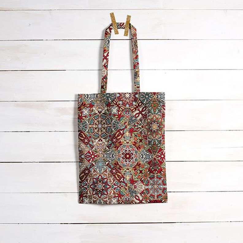 Tecido para decoração Gobelina Ornamentos entrelaçados – bege claro/carmin,  image number 8