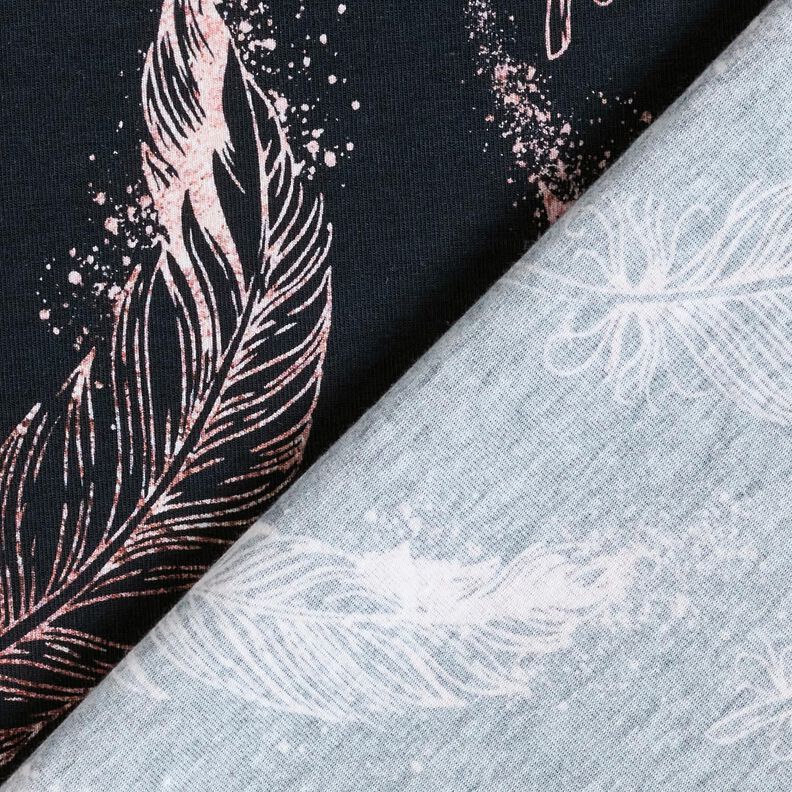 Jersey de algodão Penas douradas | Glitzerpüppi – preto azulado/rosa-velho escuro,  image number 4