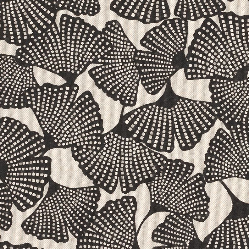 Tecido para decoração Meio linho Panamá Ginkgo manchado – preto/natural,  image number 5