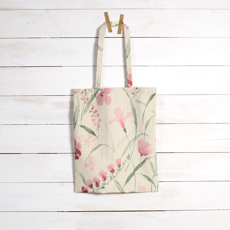 Tecido para decoração Meio linho Panamá Flores de frésia – natural/uvas brancas,  image number 8