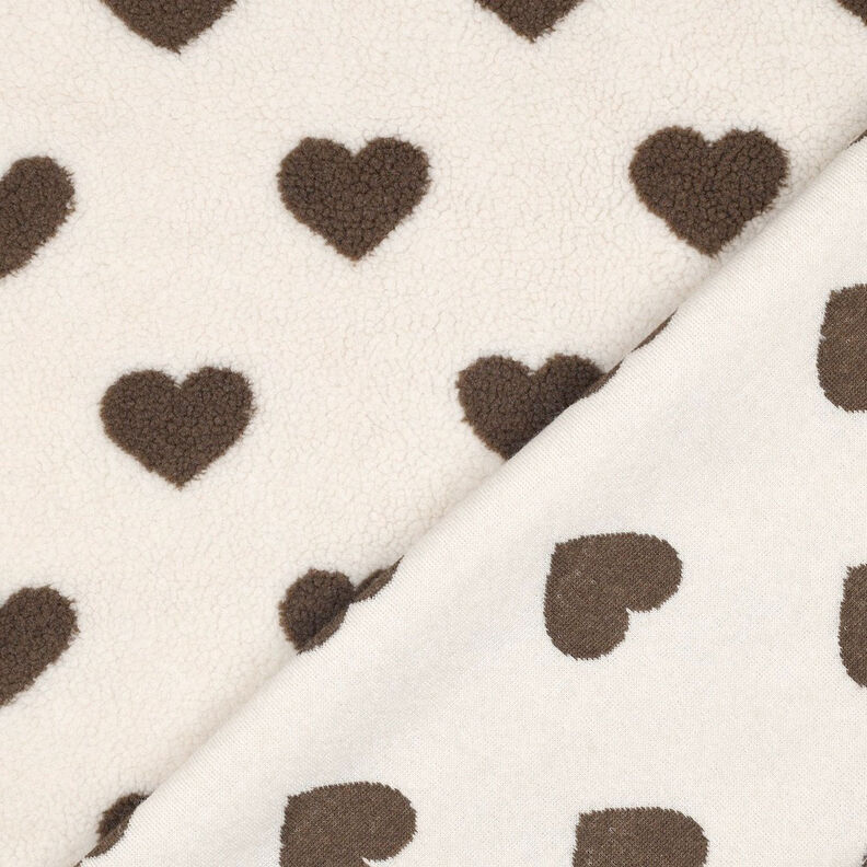 Tecido de pel&uacute;cia Teddy Cora&ccedil;&otilde;es | by Poppy &ndash; natural/castanho escuro,  image number 4