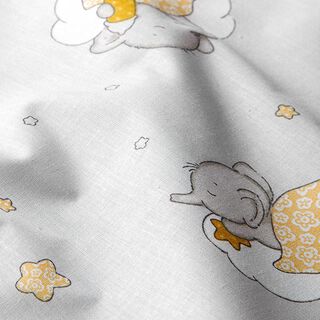 Tecido de algodão Cretone  Elefante para dormir – cinzento/amarelo, 