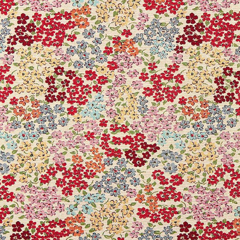 Tecido para decoração Gobelina Esplendor de flores – bege claro/vermelho,  image number 1