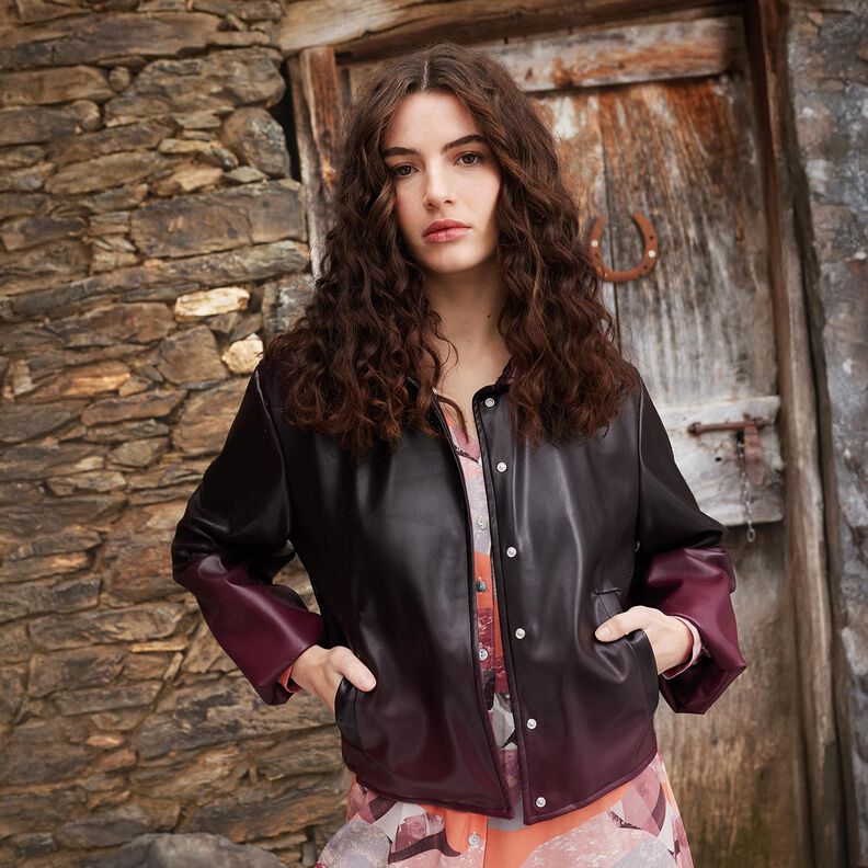 Pele sintética Gradação de cor | Katia Fabrics – preto/bordô,  image number 5