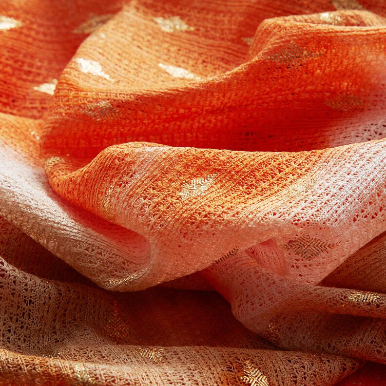 Renda em tricot Batik e losangos dourados – bege/laranja-pêssego,  image number 5