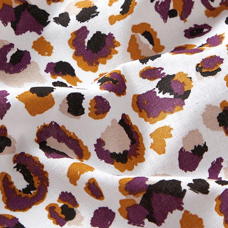 Tecido de algodão Cretone Leopardo – beringela/branco,  image number 2