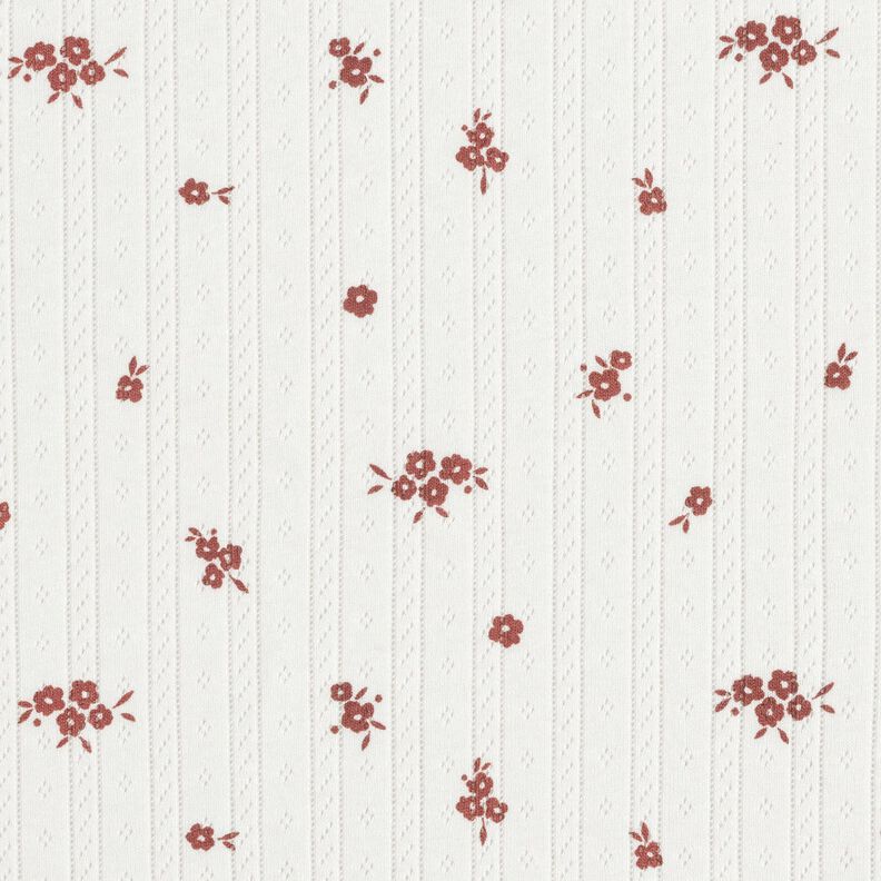 Ajour Jersey de algodão Flores de casa de campo – marfim,  image number 1