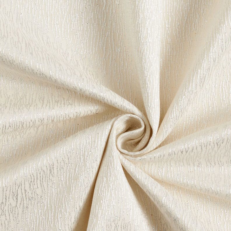 Jacquard para vestuário Linhas serpenteadas brilhantes – branco/prateado,  image number 4