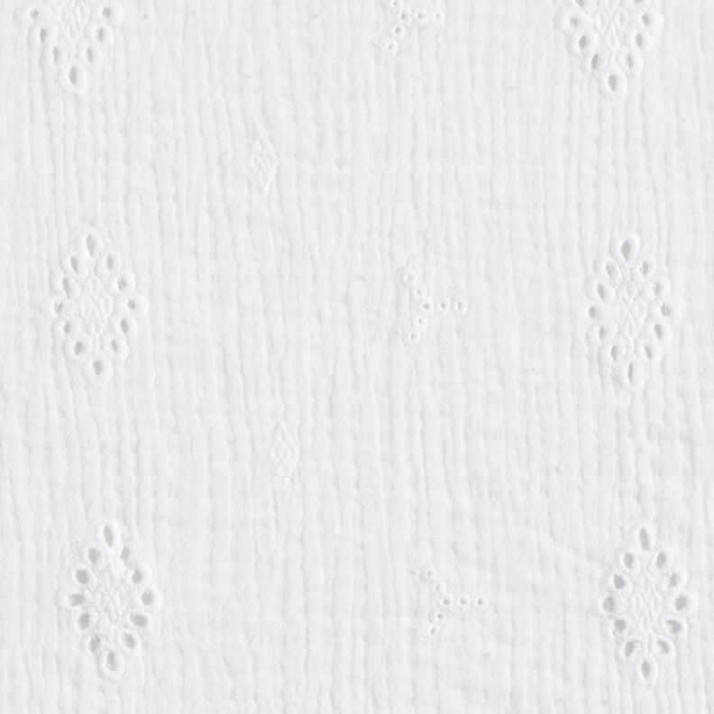 Musselina/ Tecido plissado duplo Bordado inglês Losango – branco,  image number 1