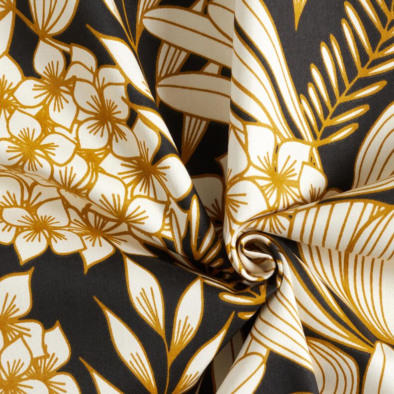 Cetim de algodão Flores tropicais – preto,  image number 3