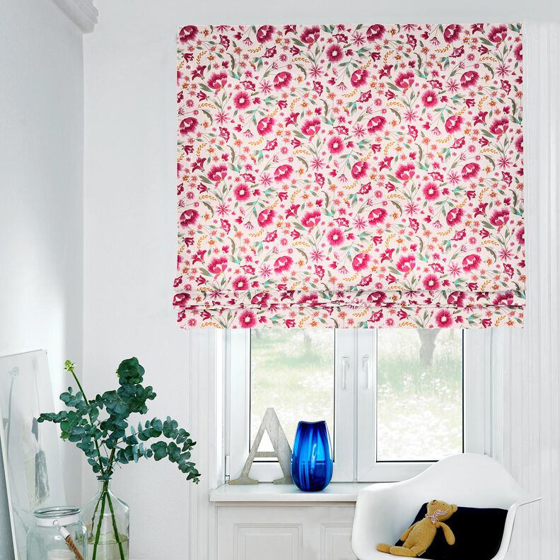 Tecido para decoração Sarja de algodão Flores da primavera – rosé/framboesa,  image number 6