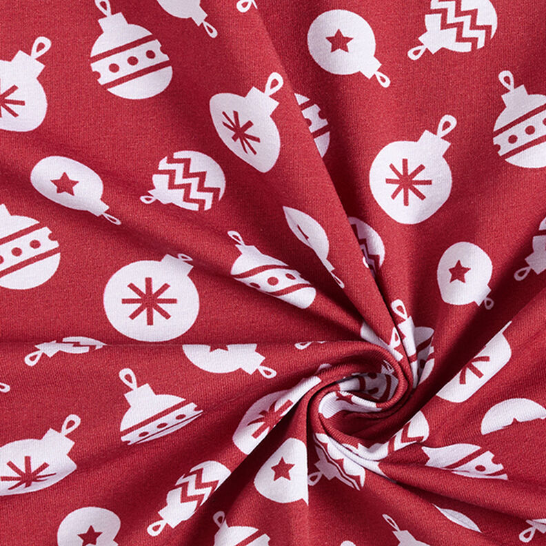 Jersey de algodão Bolas de Árvore de Natal – carmin,  image number 3