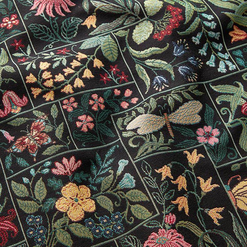 Tecido para decoração Gobelina Azulejos floridos – preto,  image number 2