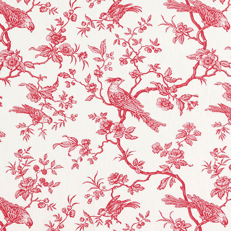 Tecido de algodão Cretone Pássaros – vermelho/branco sujo,  image number 1