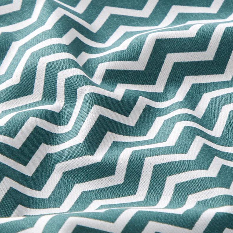 Tecido de algodão Cretone Ziguezague – verde escuro/branco,  image number 2