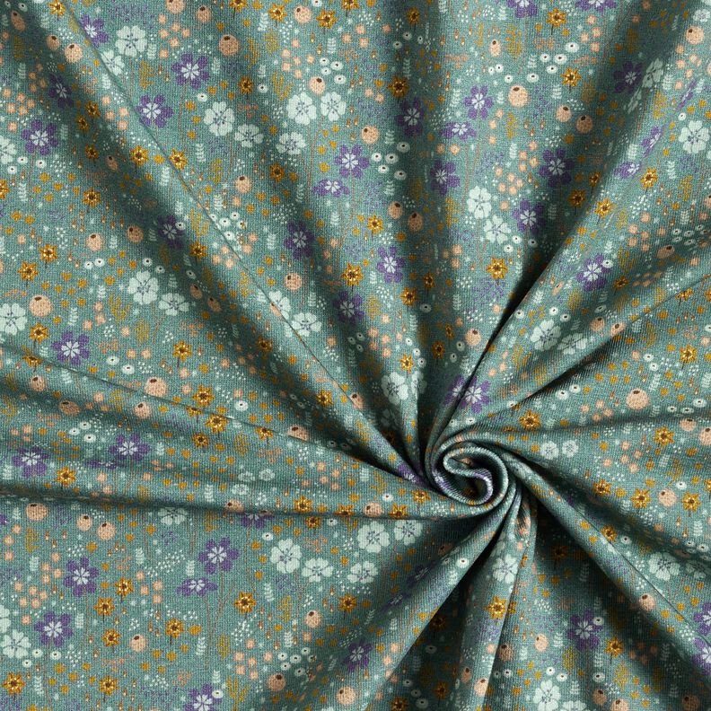 Jersey de algodão Prado de flores na floresta Impressão Digital – verde amarelado,  image number 3