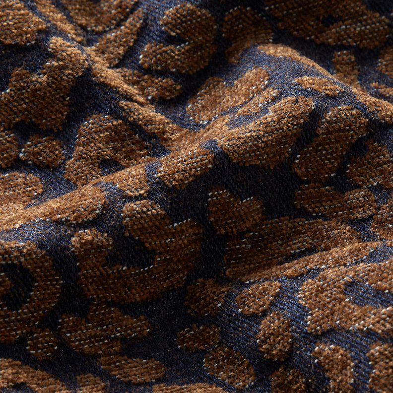 Tecido para calças Imitação ganga Estampado Leo – castanho médio/azul-noite,  image number 2