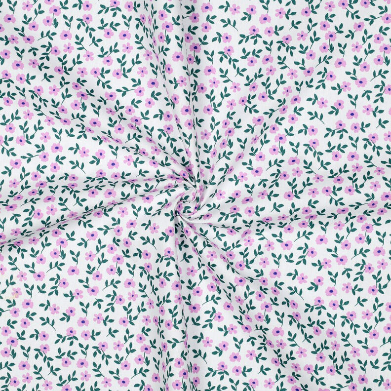 GOTS Popelina de algodão Flores espalhadas | Poppy Fabrics – branco/rosa,  image number 3