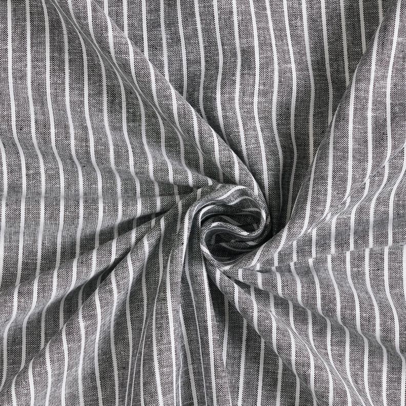 Mistura de linho e algodão Riscas largas – preto/branco,  image number 3