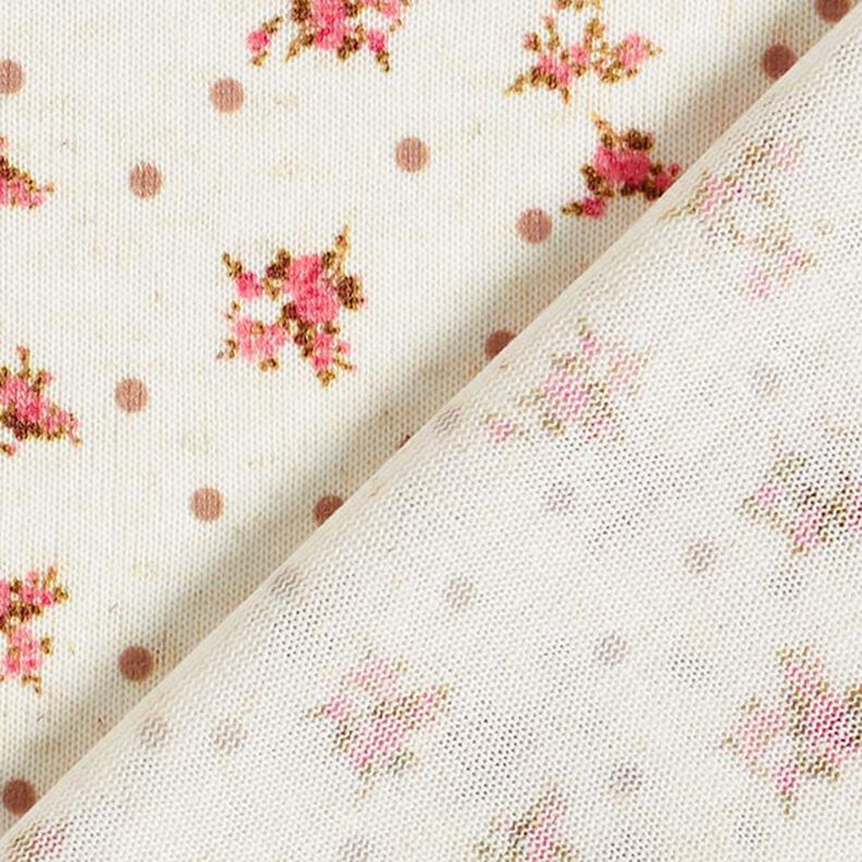 Tecido de malha fina Ramos de rosas – branco/pink,  image number 4